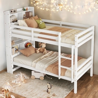 Elegance Twin over Twin Wood Bunk Bed with Convertible to 2 Beds