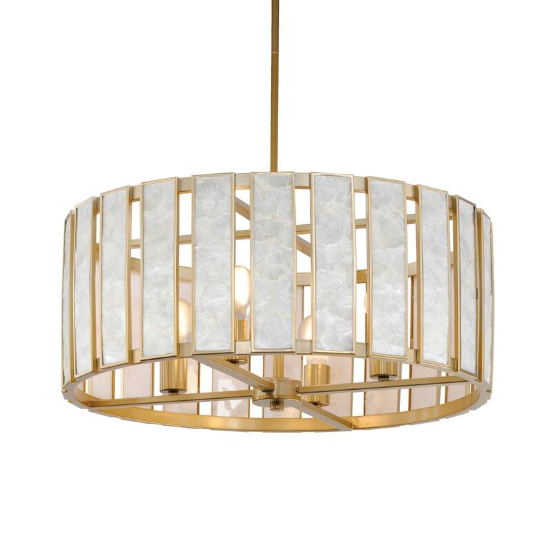 Maxim 12804 Miramar 4 Light 24" Wide Pendant - Capiz / Natural Aged Brass