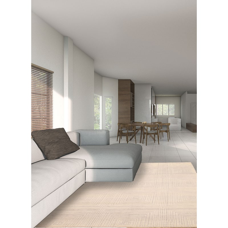 ECARPETGALLERY Hand-knotted Tangier Cream Wool Rug - 7'7 x 10'2