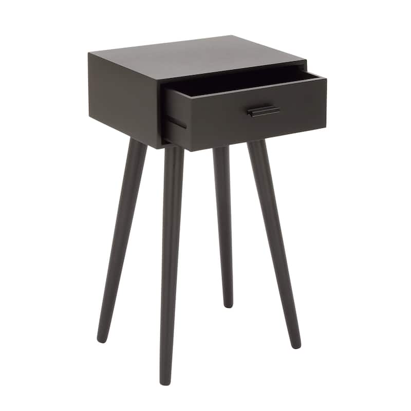 Wood Single Drawer Accent Table - Black - Roche River Decor - 13"W x 16"L x 28"H