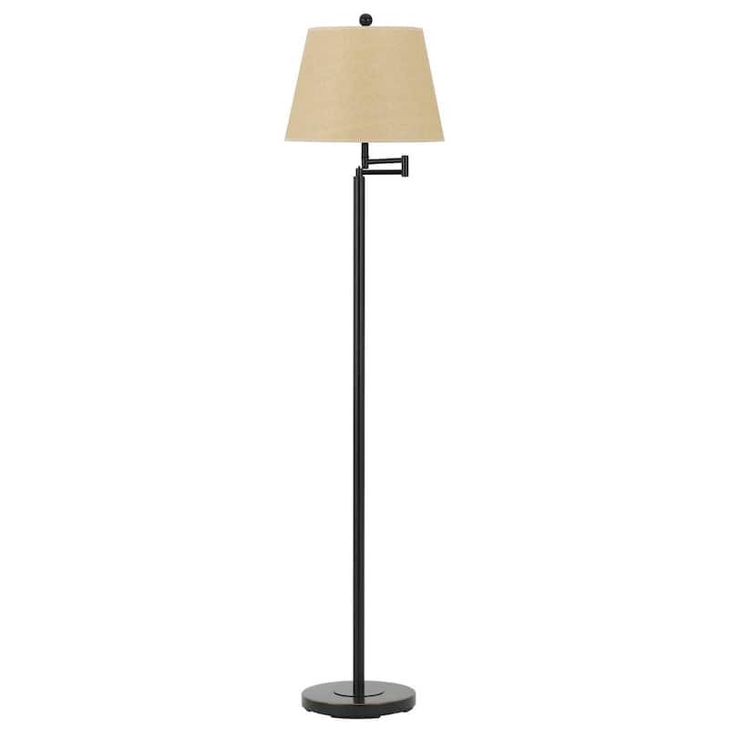 60" Swing Arm Floor Lamp with Square Shade Adjustable Metal Base - 14" x 14" x 60"