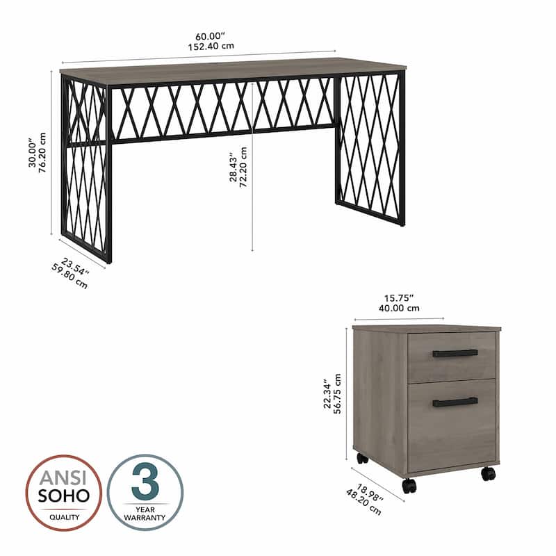 City Park 60W Writing Desk with Drawers Home