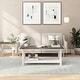 preview thumbnail 4 of 26, Classic Solid Wood Farmhouse Coffee Table Acacia Gray Top/Rustic White Frame