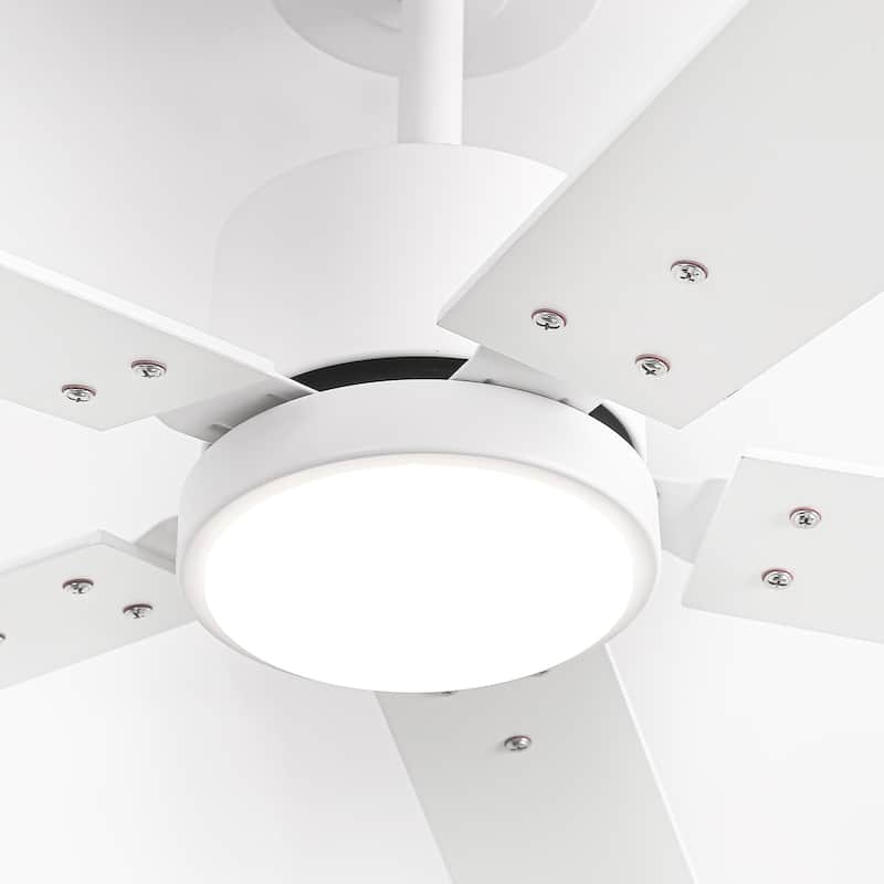 Vaczon 52" Modern Wooden 5-blade White Indoor Ceiling Fan with Light and Remote