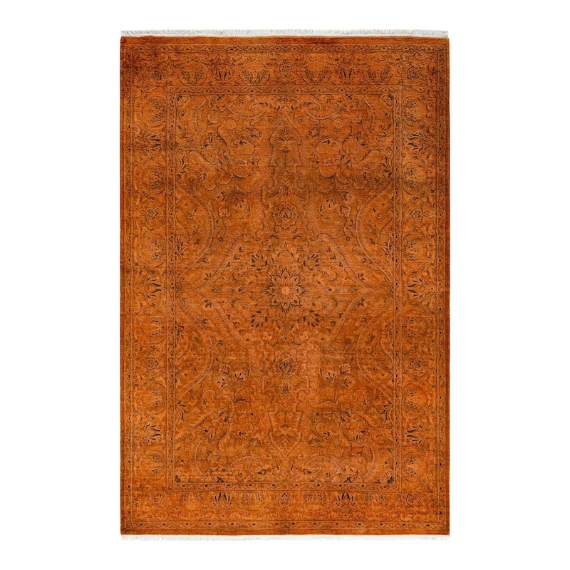 Fine Vibrance, One-of-a-Kind Hand-Knotted Area Rug - Brown, 4' 1" x 6' 3" - 4' 1" x 6' 3"