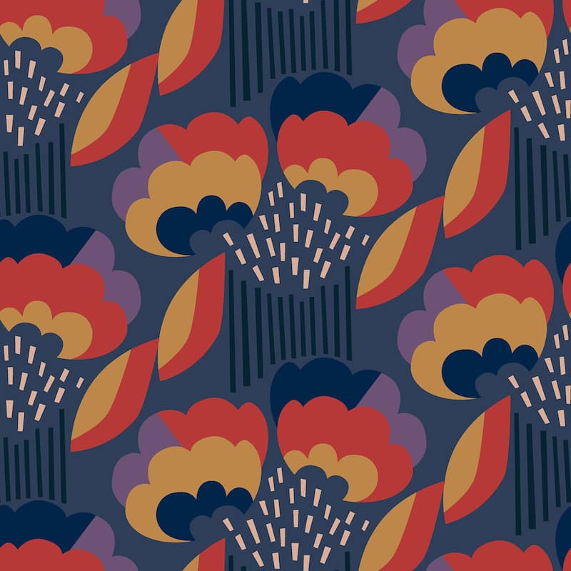 Megan Carter Retro Esme Navy Peel and Stick Wallpaper