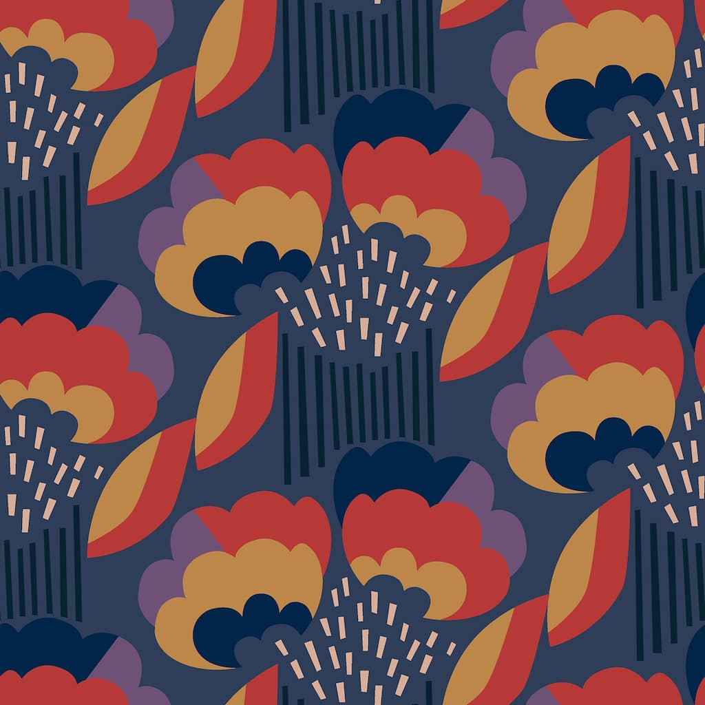 Megan Carter Retro Esme Navy Peel and Stick Wallpaper