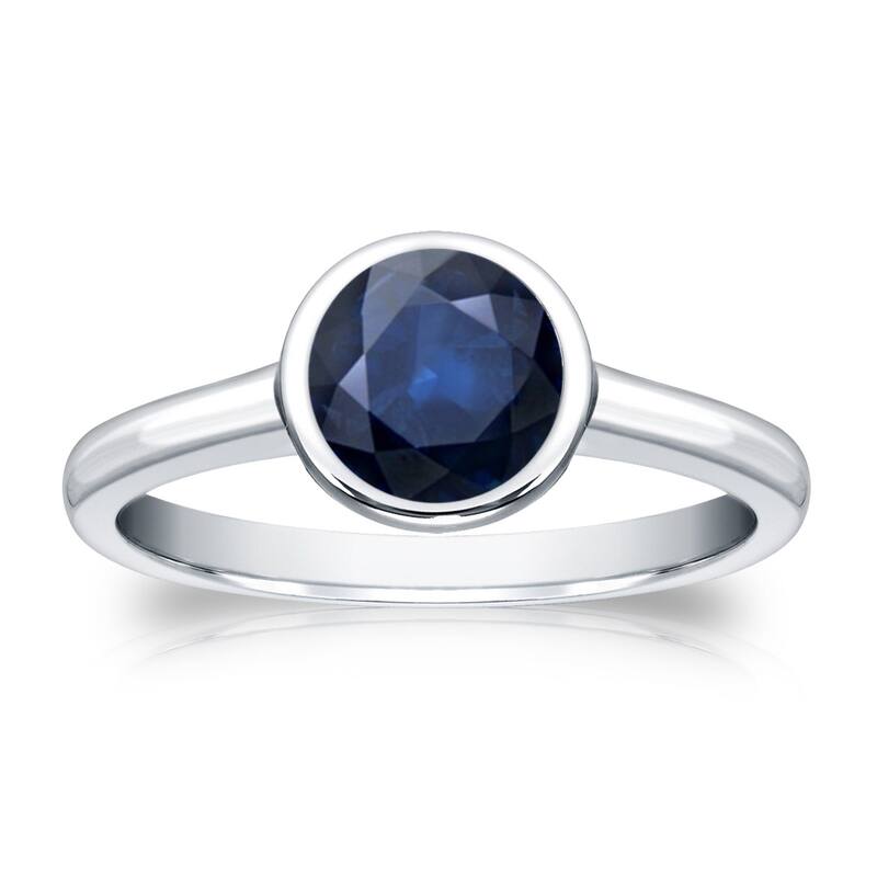 Auriya 14k Gold 1ct Bezel-set Solitaire Sapphire Engagement Ring - White - 4
