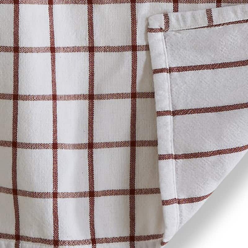 Classic Double Rust Brown Windowpane Cotton Kitchen Dishtowel 26L x 18W in.
