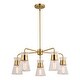 preview thumbnail 8 of 9, Harper 5 Light Gold Brass Mid-Century Modern Chandelier Clear Glass - 27-in W x 20-in H x 27-in D