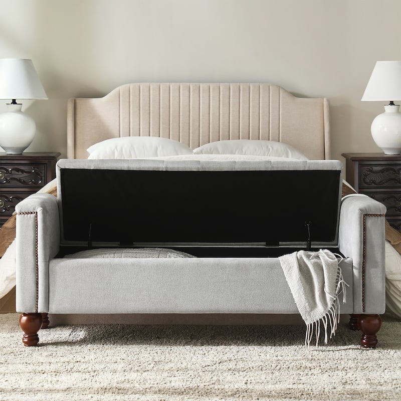 Poncio Storage solid wood legs Bench by HULALA HOME