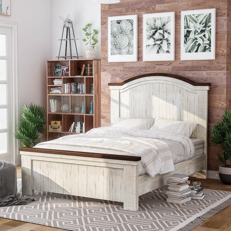 Ynez Farmhouse White Pine 4-Piece Panel Bedroom Set with USB Port by Furniture of America