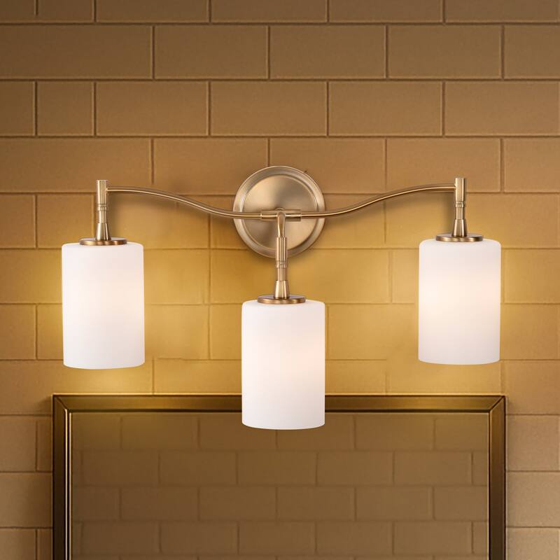 Liam 3 Light Vanity Burnished Brass White Opal Glass - Burnished Brass
