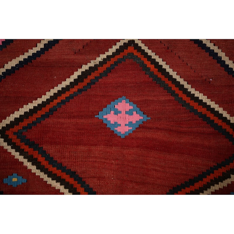 Vegetable Dye Kilim Qashqai Persian Rug Hand-Woven Tribal Wool Carpet - 4'3"x 7'10"