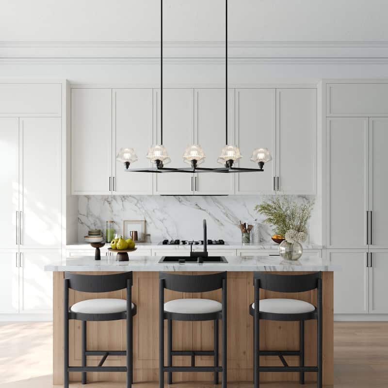 Acroma 8 - Light Steel & Glass Dimmable Chandelier