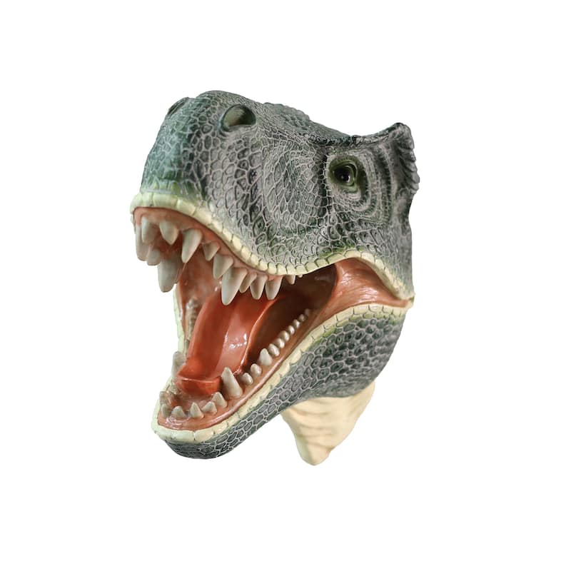 Dinosaur Head Wall Sculpture - 13.5" - Green and Red