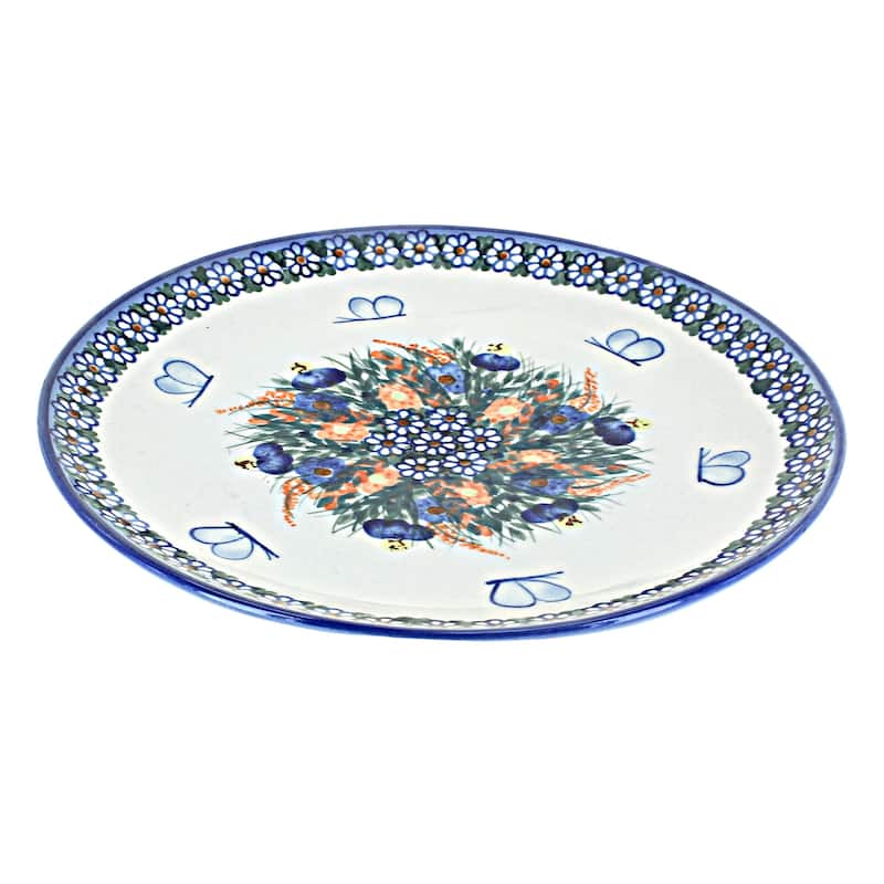 Blue Rose Polish Pottery WR Unikat Dinner Plate - Spring Butterfly