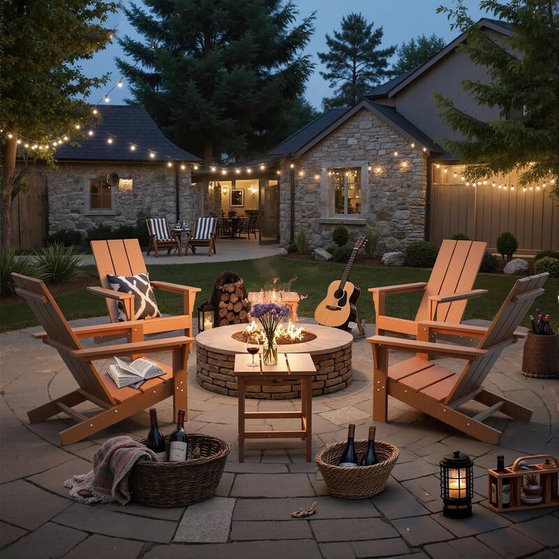 Kullavik 7-piece Adirondack Chair and Smokeless Fire Pit Table Set