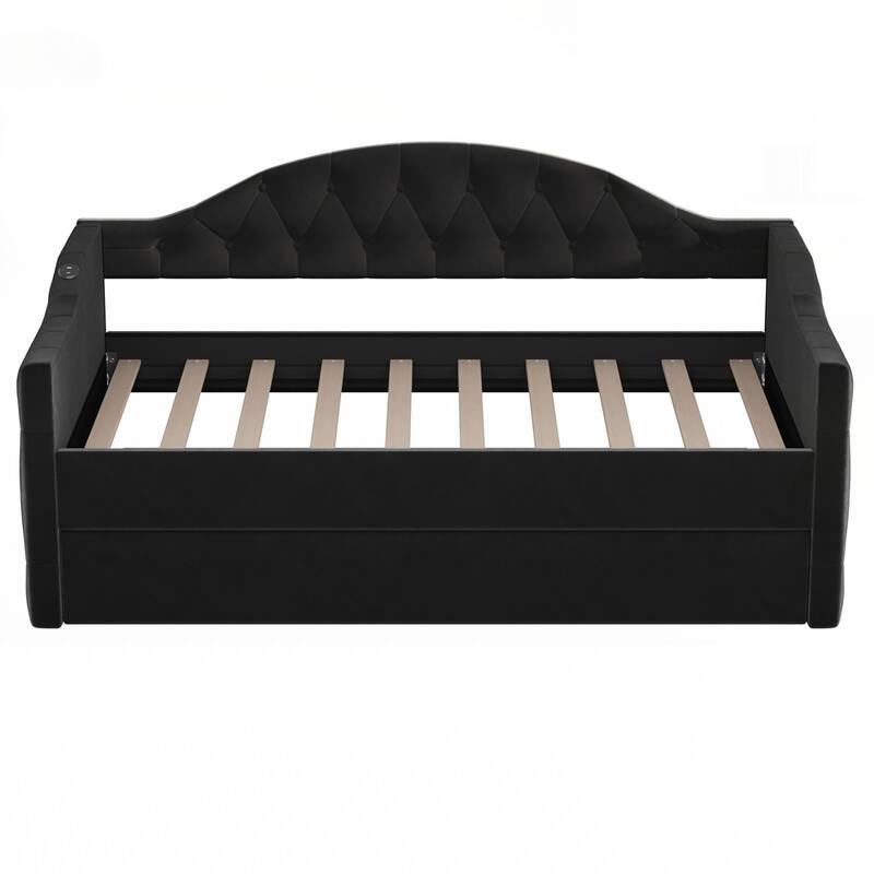 Tufted Upholstered Daybed with Trundle