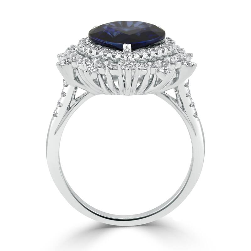 Auriya 18k Gold 6 1/4ct Pear-cut Sapphire Halo Diamond Engagement Ring 1 1/4ct TDW