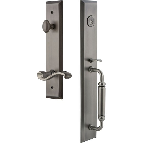 Grandeur FAVCGRPRT_ESET_234_RH Fifth Avenue Solid Brass Rose Right Handed Keyed Entry Single Cylinder "C" Grip Handleset with