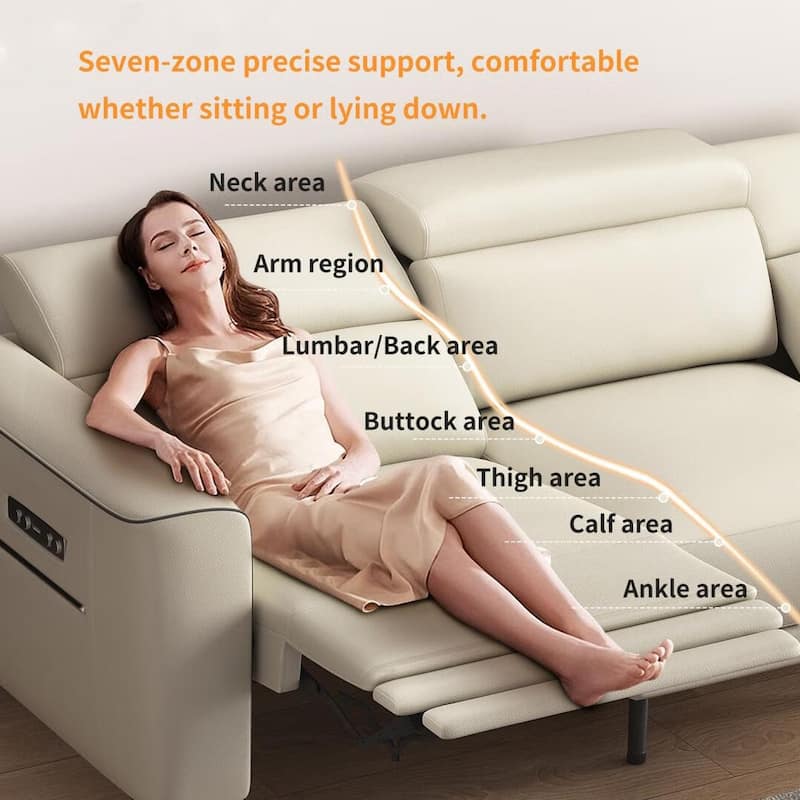 112.5'' Leather Power Reclining Sofa with USB Charging Port