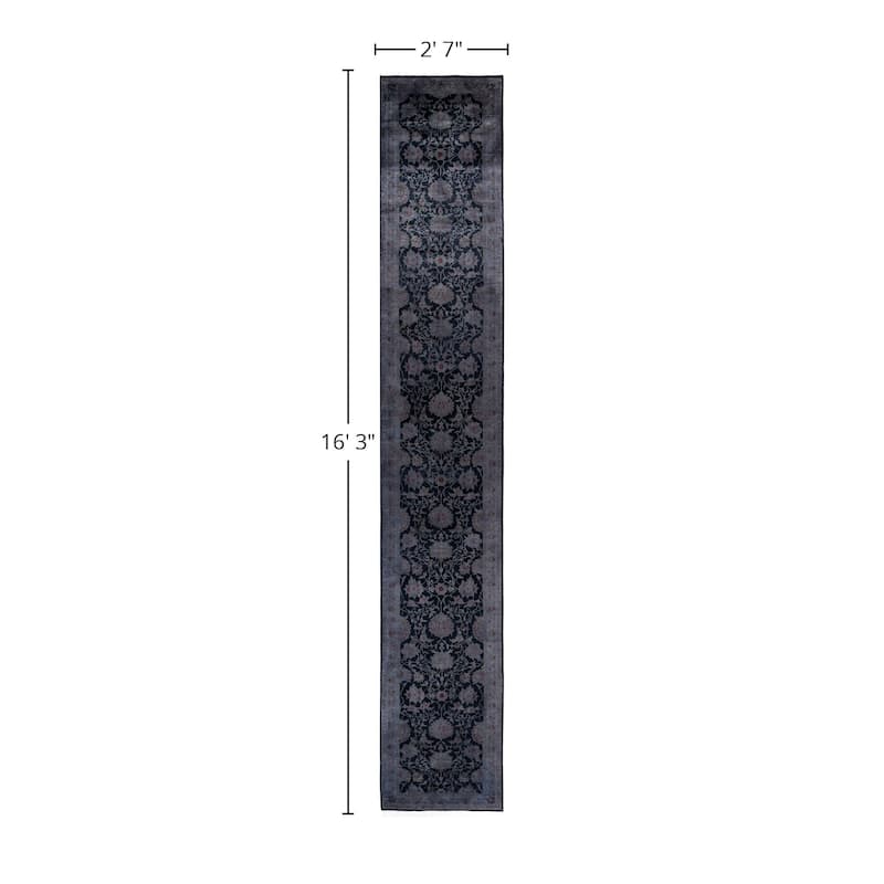 Overdyed One-of-a-Kind Hand-Knotted Area Rug - Black - 2' 7" x 16' 3"