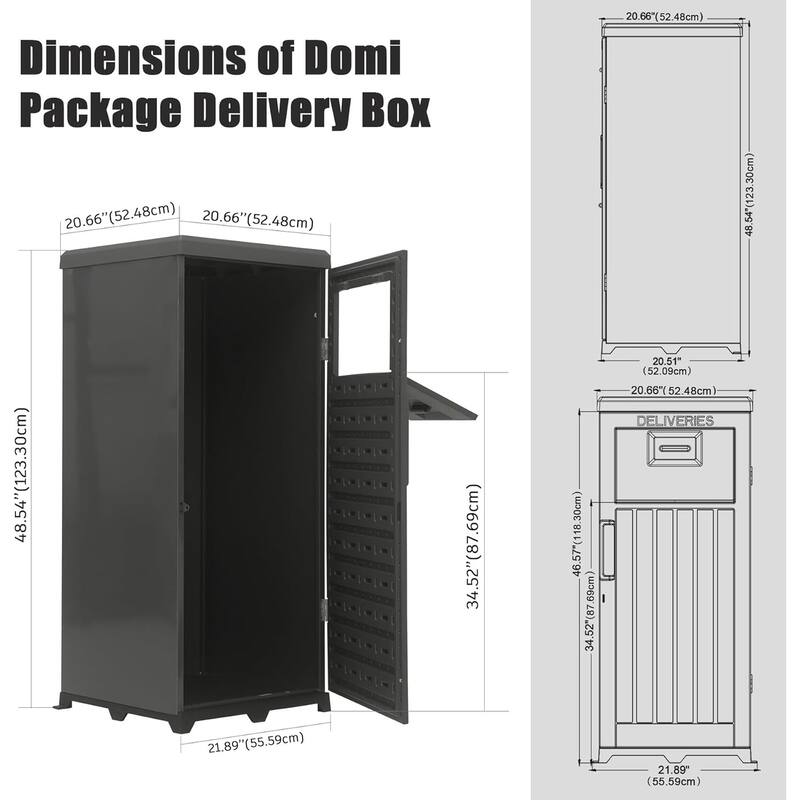 Package Delivery Box, Large Parcel Drop Box with Lockable Secure, Waterproof Resin Storage Anti-Theft Outdoor Package Delivery