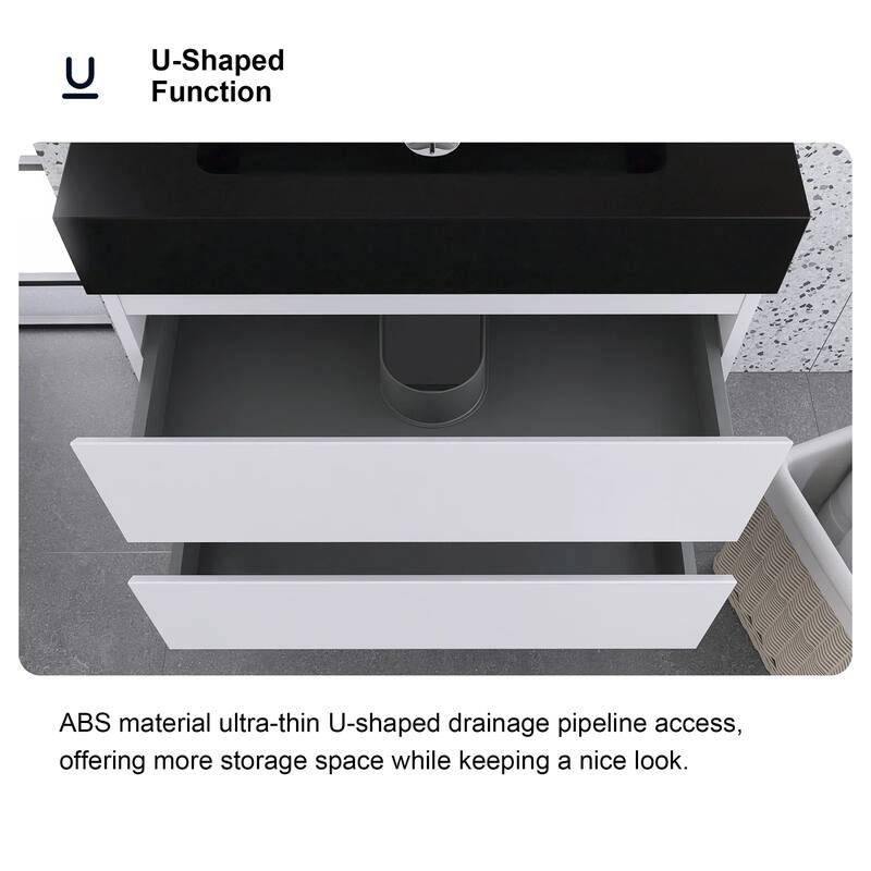 Single Sink Floating Bath Vanity in with Solid Surface Top