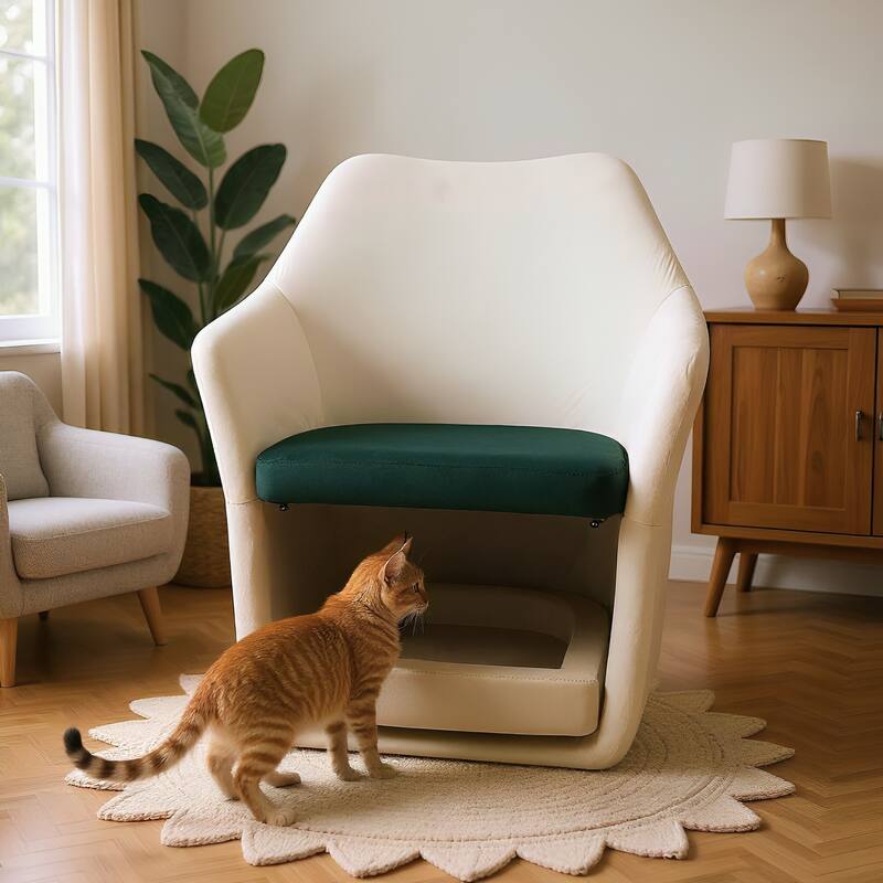 Furniture Style 2 in 1 Pet Friendly Mid Century Modern Accent Chair Soft Fabric Upholstered Leisure Armchair