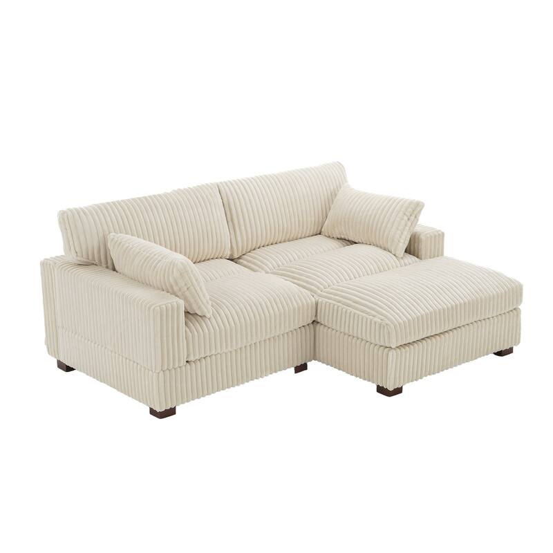 Upholstered Plush Flannel Modular Sectional Sofa with Pillows,Ajustable Headrest