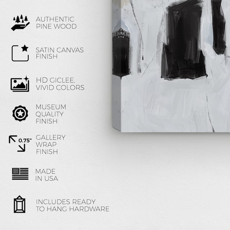 Wynwood Studio Canvas Abstract City in Fog Gray and Light Gray Modern & Contemporary Wall Art Canvas Print