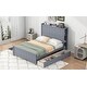 preview thumbnail 4 of 11, Full Size Platform Bed with Headboard, Footboard, Drawers and Storage Shelves