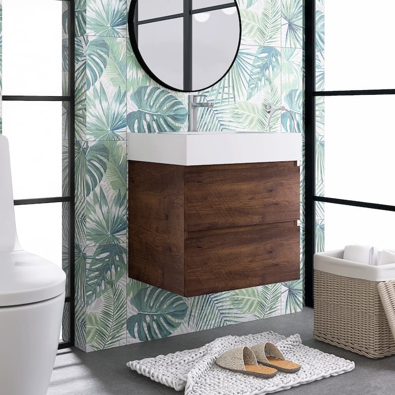 Floating Bathroom Vanity with Solid Surface Top