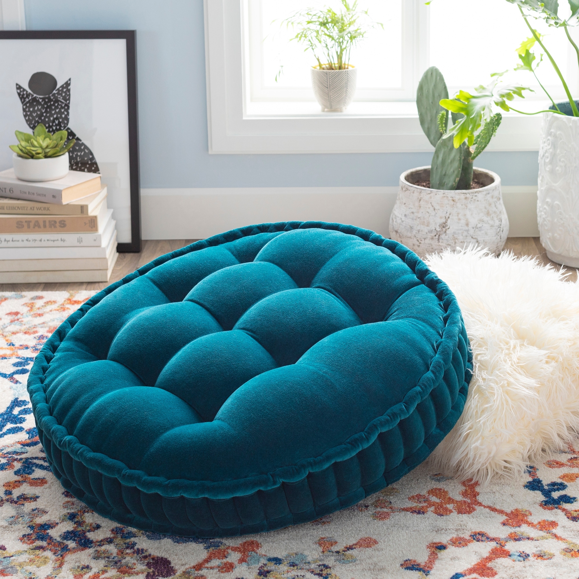 Velvet Pouf, Floor Cushion, French Mat, Square Meditation Cushion COLORS 