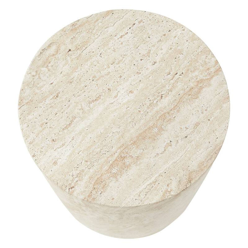 Ramble 14" Wide Round Side Table in Fiberstone Tapered Base Design End Table for Indoor and Outdoor