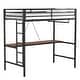 preview thumbnail 7 of 6, Twin Size Metal Loft Bed with Integrated Desk and Closet Rod, Space-Saving Frame with Guardrails and Ladder