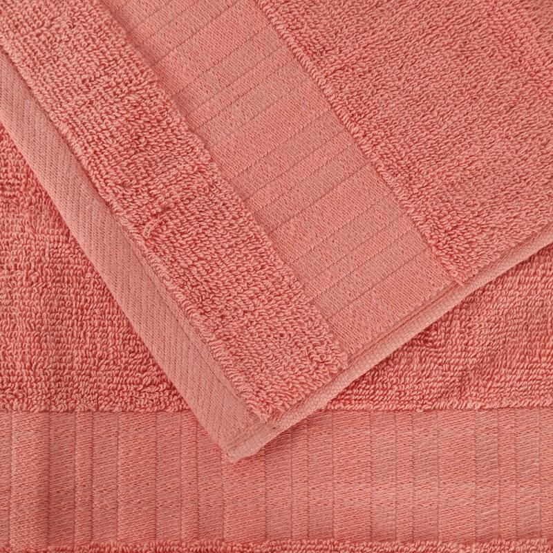 Superior Larissa Cotton Embroidered Geometric Border Bath Towel Set of 4