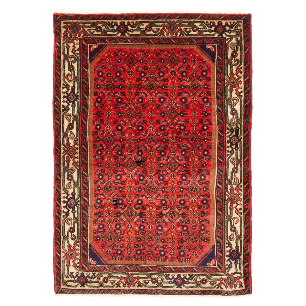 ECARPETGALLERY Hand-knotted Andelz Red Wool Rug - 3'5 x 4'11