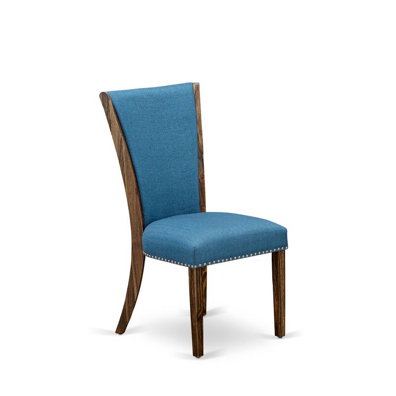 East West Furniture Verona Parson Dining Chairs - Nail head Trim Linen Fabric Chairs, Set of 2(Finish Options)