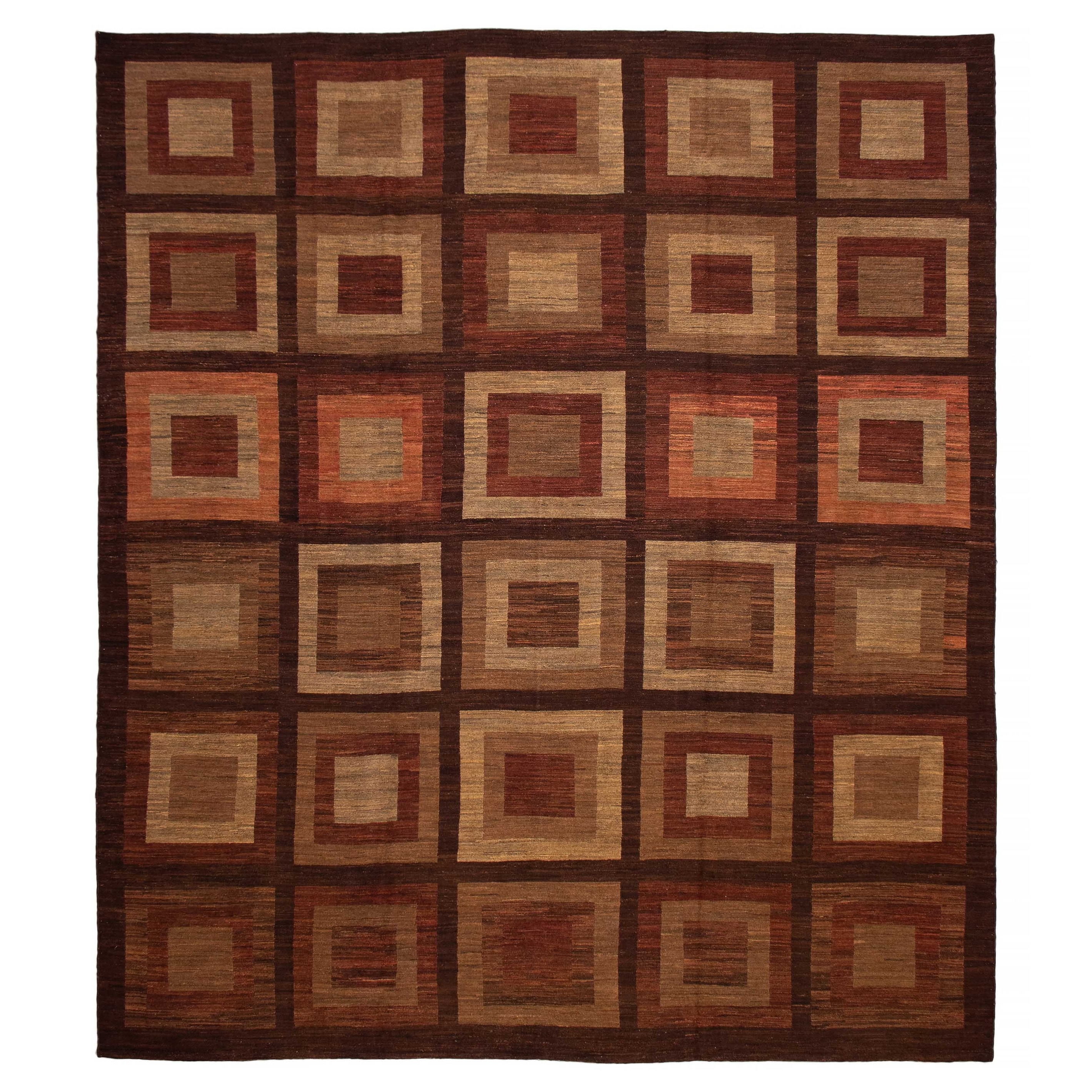 ECARPETGALLERY Flat-Weave Lahor Finest Brown Wool Tapestry Kilim - 13'6 x 15'0