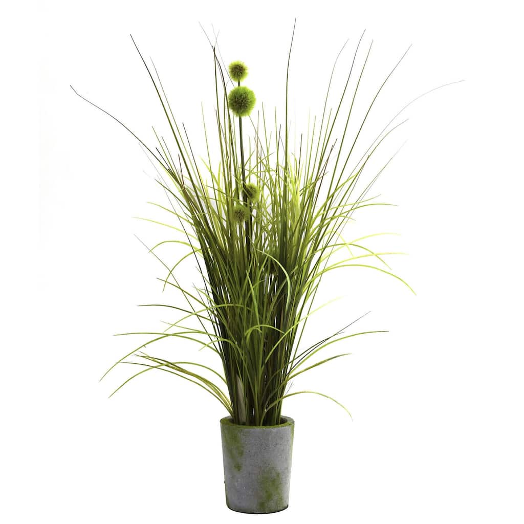 Bohemian Grass & Dandelion Planter - Artificial Outdoor Decor - Low Maintenance Home Accent - 2.17ft.