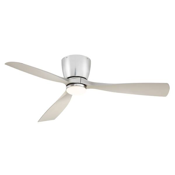 slide 2 of 8, Fanimation Klinch 52 inch Indoor/Outdoor Flush Mount Ceiling Fan with LED Light Kit and Remote - Brushed Nickel