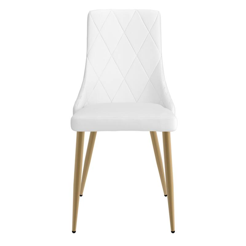 Contemporary Faux Leather and Metal Dining Chair, Set of 4 - Black and Aged Gold