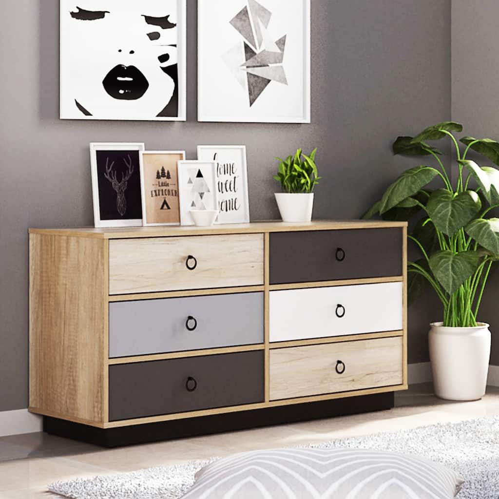 6 Drawer Dresser Accent Double Clothes Organizer Unit Bedroom Chest