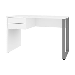 Bestar Solay 48W Small Table Desk with U-Shaped Metal Leg (White)