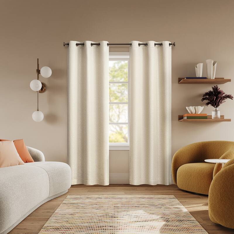 Sun Zero Serenity 2-Piece Abstract Magnetic Closure Total Blackout Grommet Curtain Panel Pair