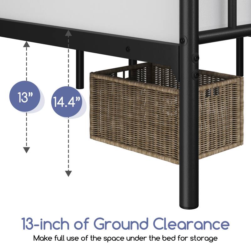 Yaheetech Minimalist Metal Platform Bed Frame with Spindle Headboard and Footboard
