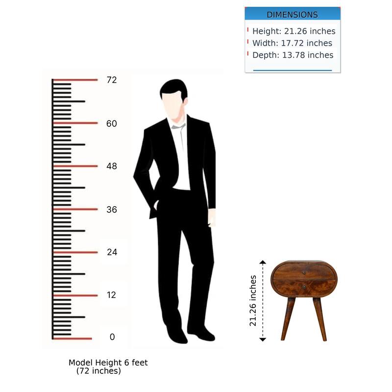 Solid Wood Chestnut Circular Nightstand