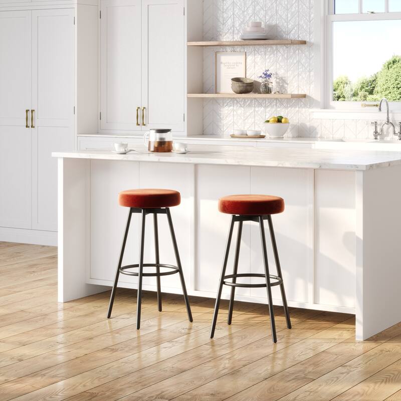 Middlebrook Designs Modern Faux Velvet Bar Stool (Set of 2)